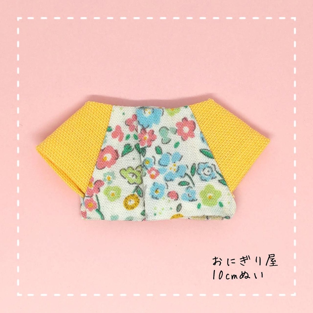 お花と黄色のラグランシャツ 10cmぬい服