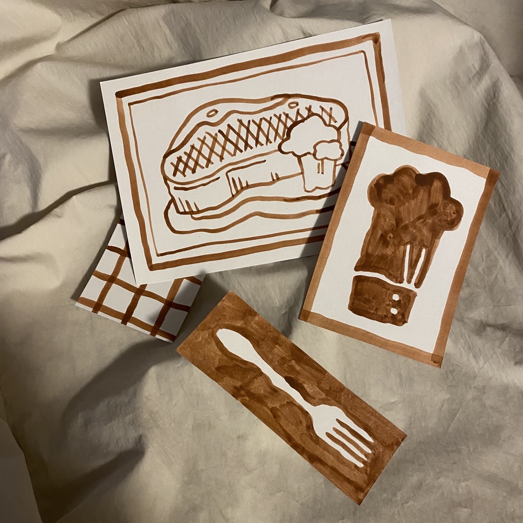 手描きイラストカード(4枚組)