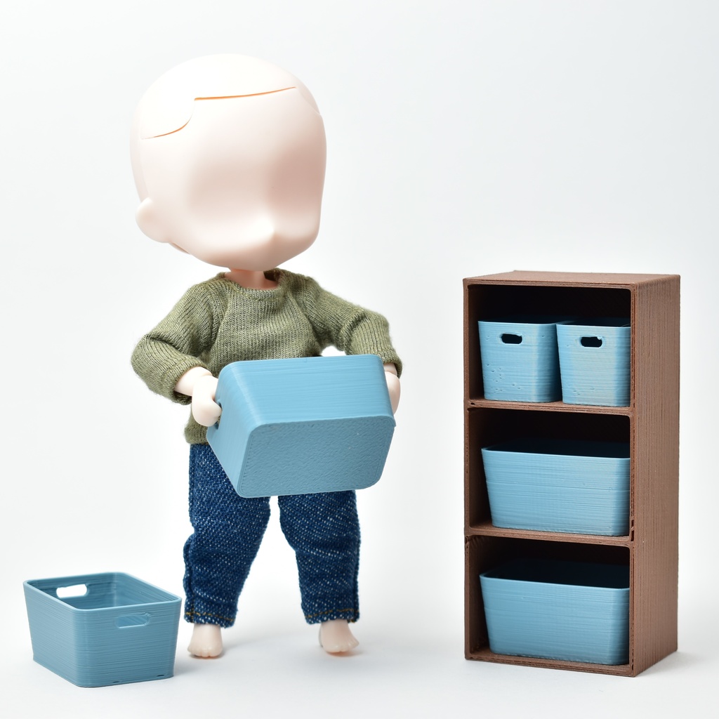 (無償版あり) 1/12 カラーボックス&収納ボックス(3Dプリンター用stlデータ)