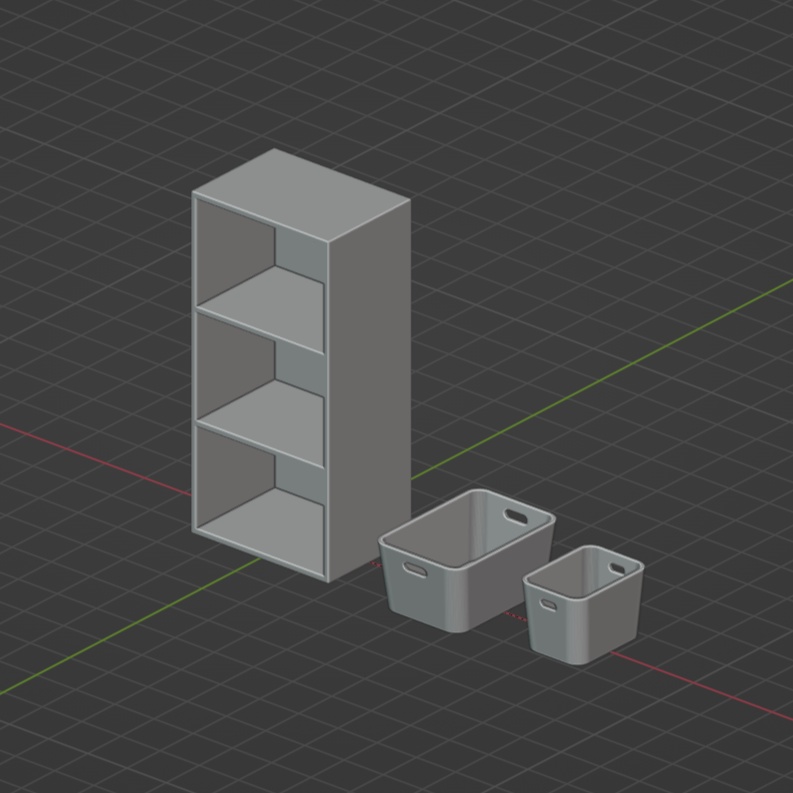 (無償版あり) 1/12 カラーボックス&収納ボックス(3Dプリンター用stlデータ)