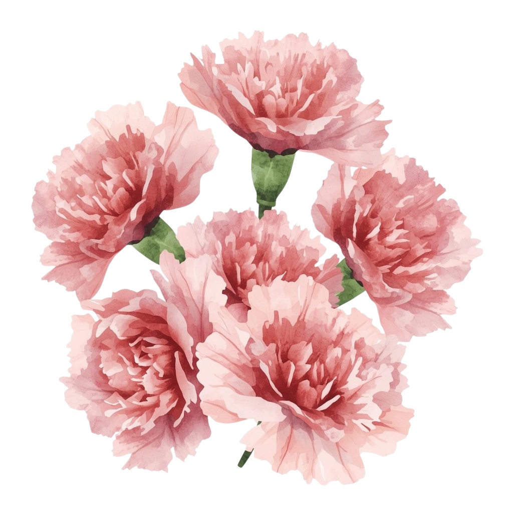 くすみカラー水彩フラワーフレーム|母の日カーネーション素材|10点セットPNG透過