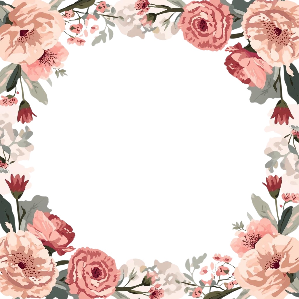 くすみカラー水彩フラワーフレーム|母の日カーネーション素材|10点セットPNG透過