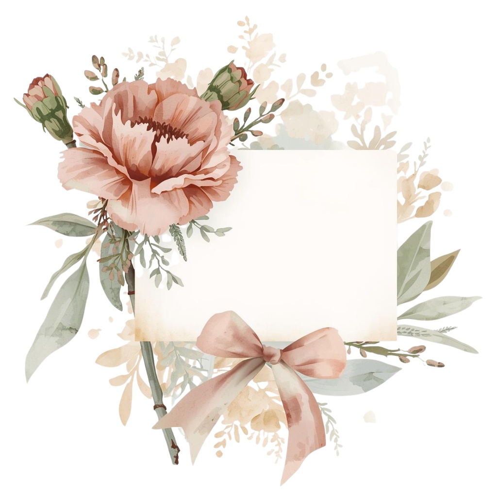 母の日 水彩クリップアート10点セット|くすみカラー カーネーション素材|PNG透過