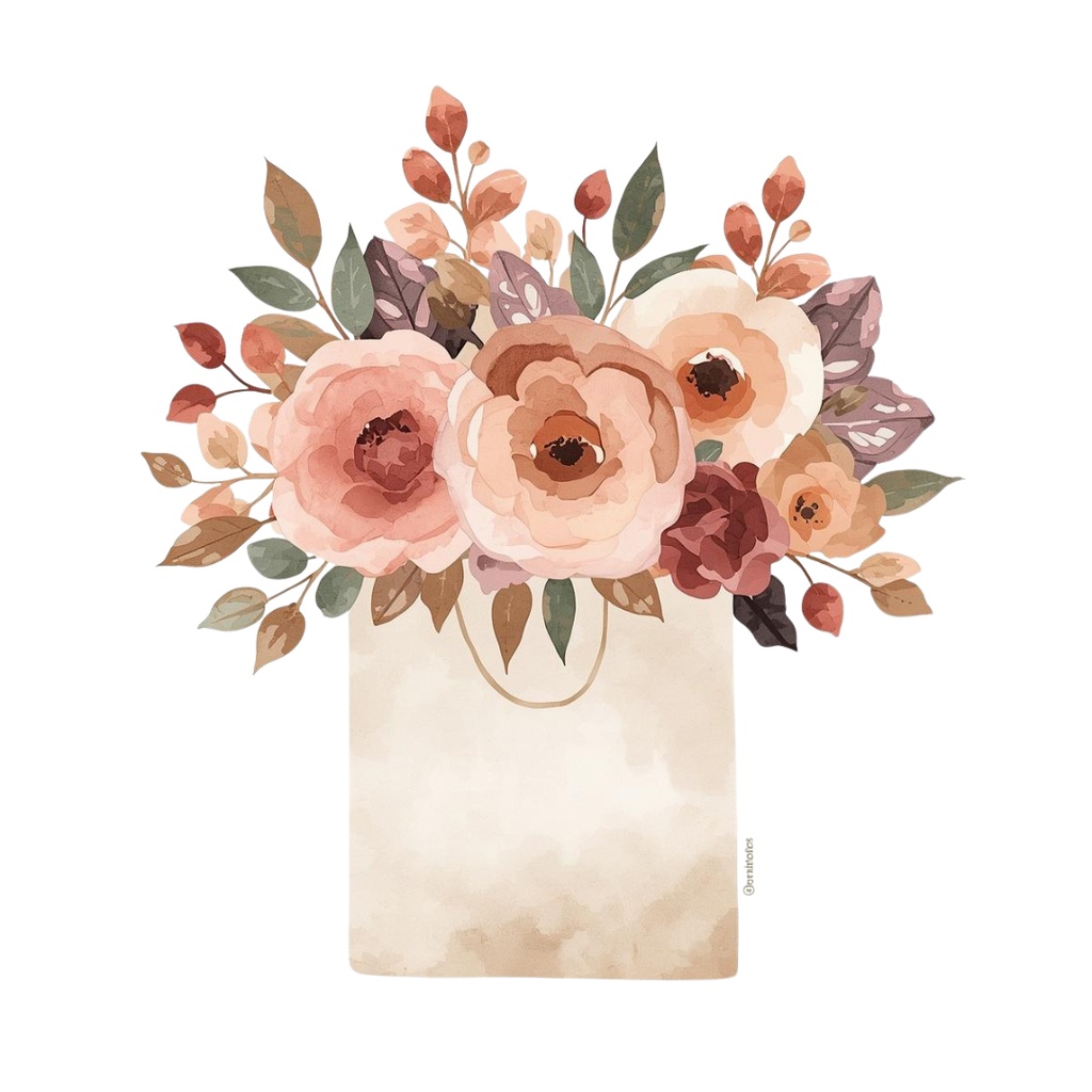 母の日 水彩クリップアート10点セット|くすみカラー カーネーション素材|PNG透過