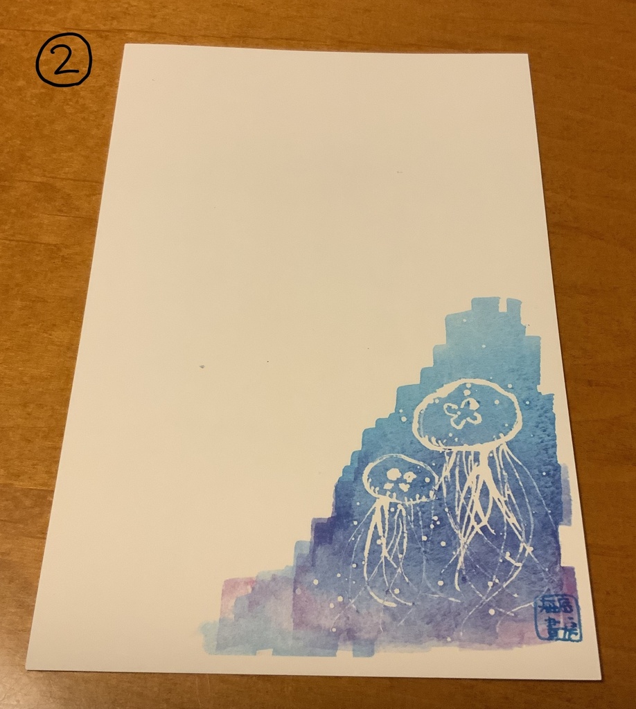 クラゲのポストカード(不透明水彩/文字無)