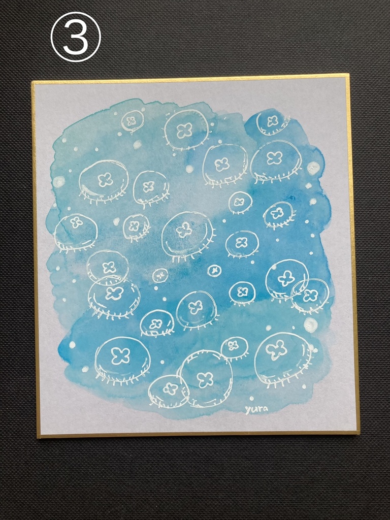 クラゲのミニ色紙(原画)
