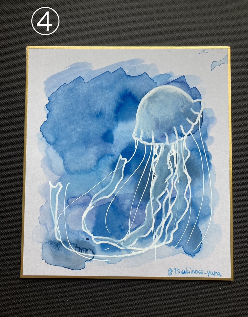 クラゲのミニ色紙(原画)