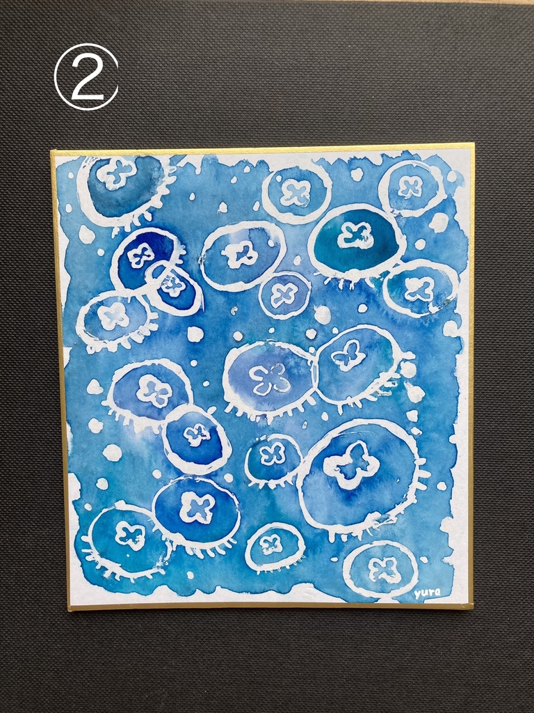 クラゲのミニ色紙(原画)