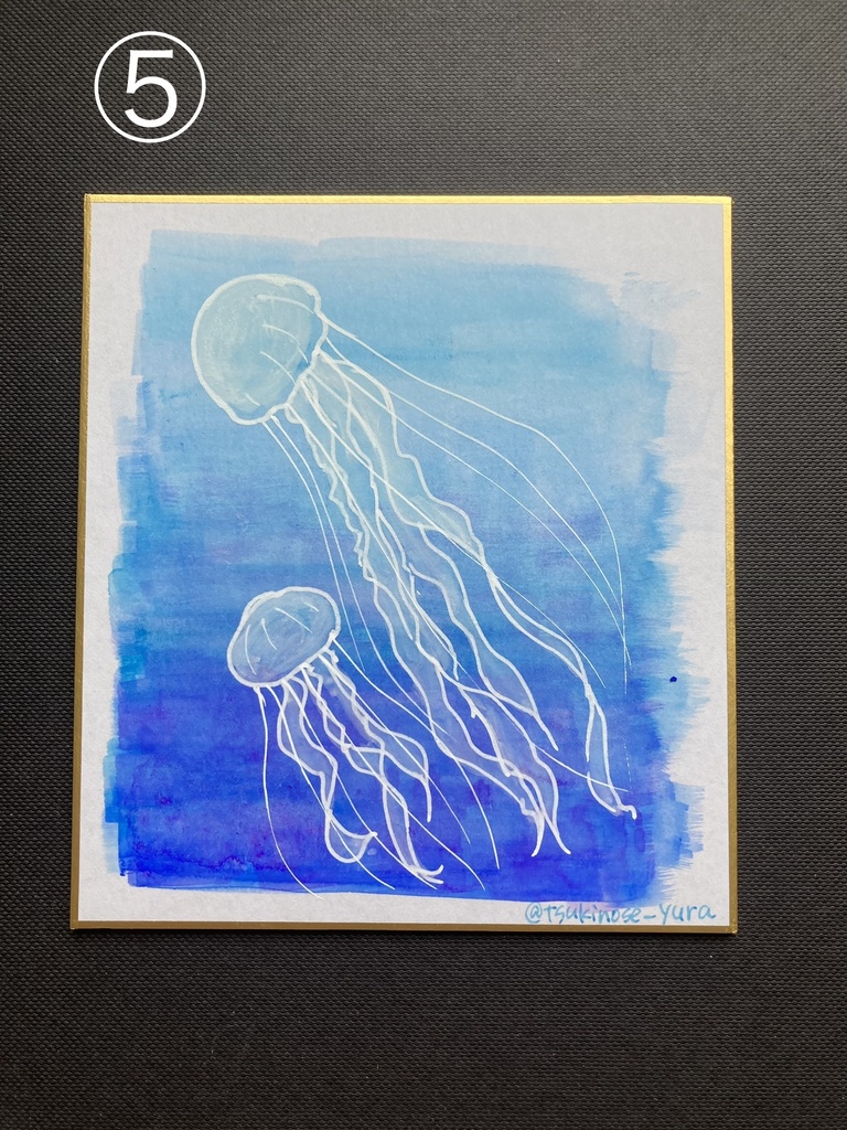 クラゲのミニ色紙(原画)
