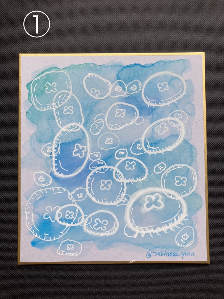 クラゲのミニ色紙(原画)