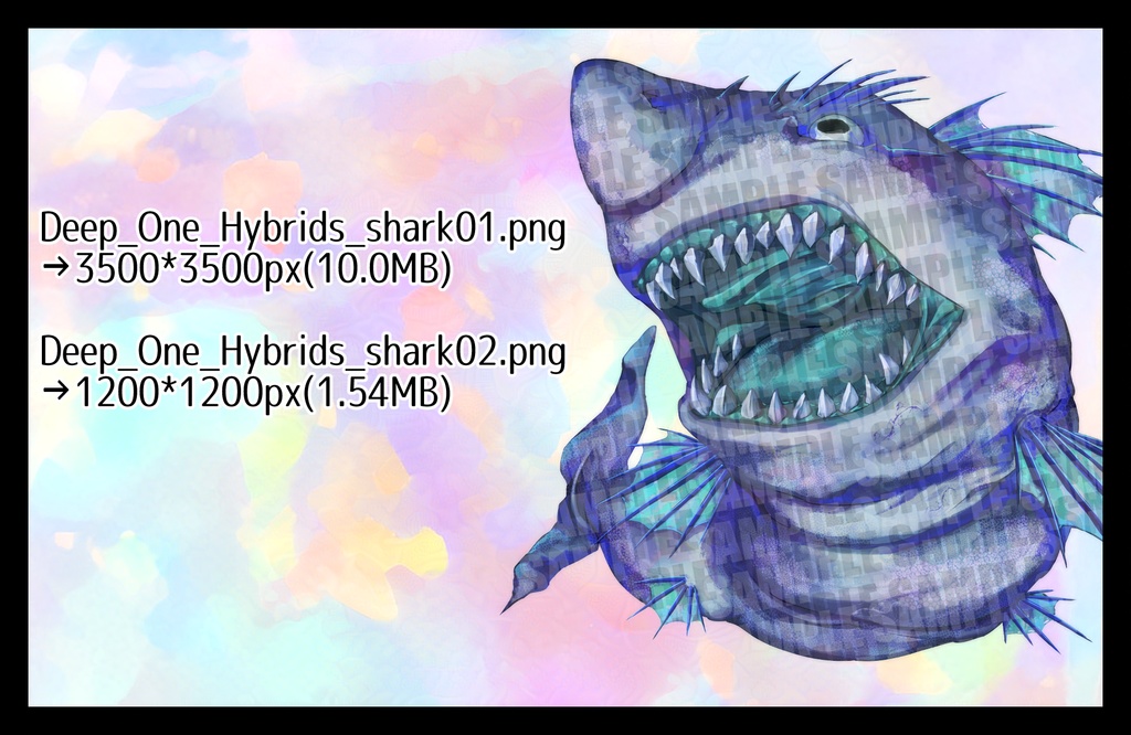 【クトゥルフ神話】深きものどもサメ混血種【エネミー画像・立ち絵】