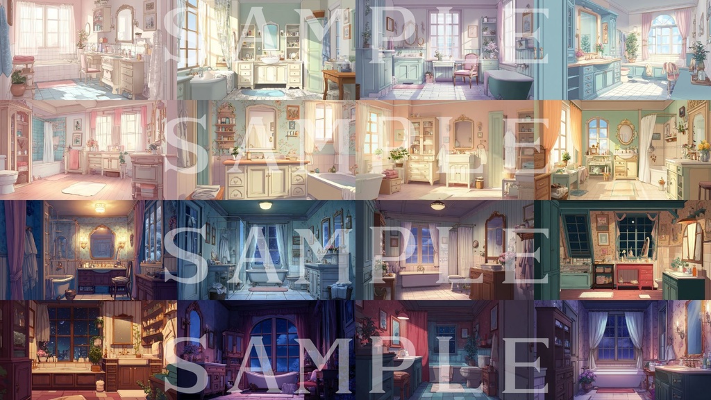 【背景素材】バスルームセット 01