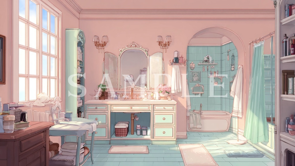 【背景素材】バスルームセット 01