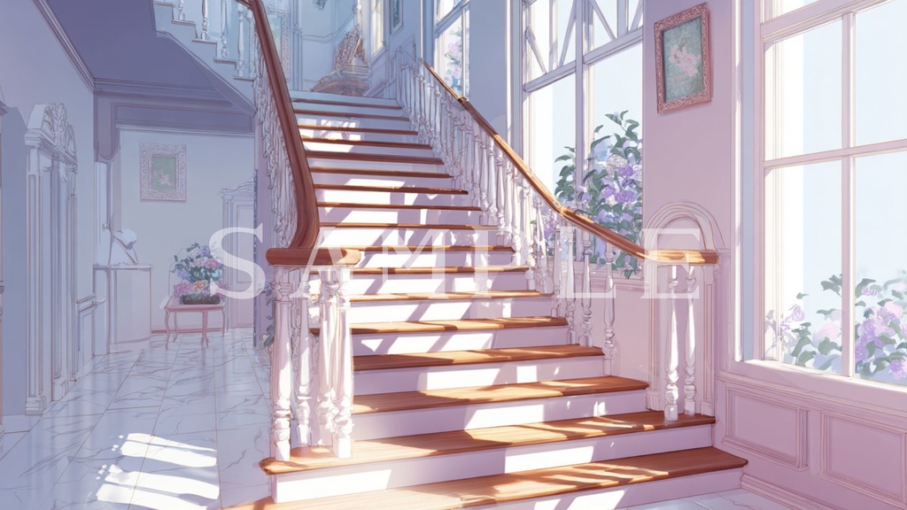 【背景素材】階段前・踊り場セット 01