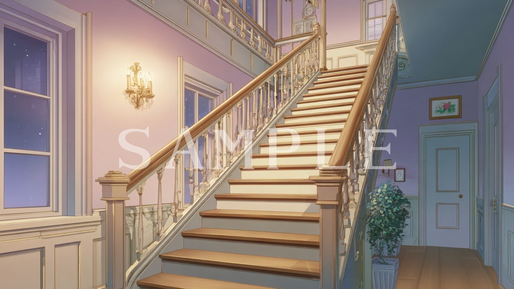 【背景素材】階段前・踊り場セット 01