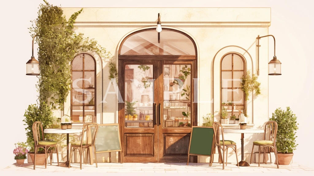 【背景素材】カフェセット 01