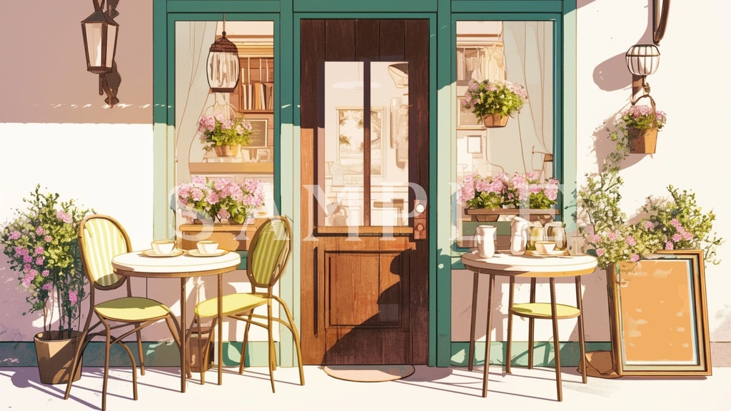 【背景素材】カフェセット 01