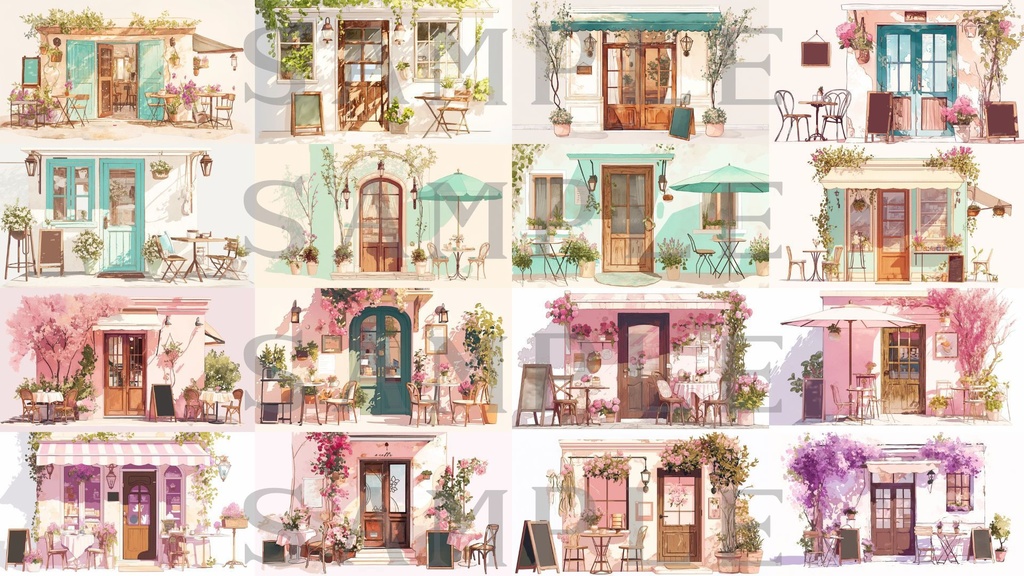 【背景素材】カフェセット 01