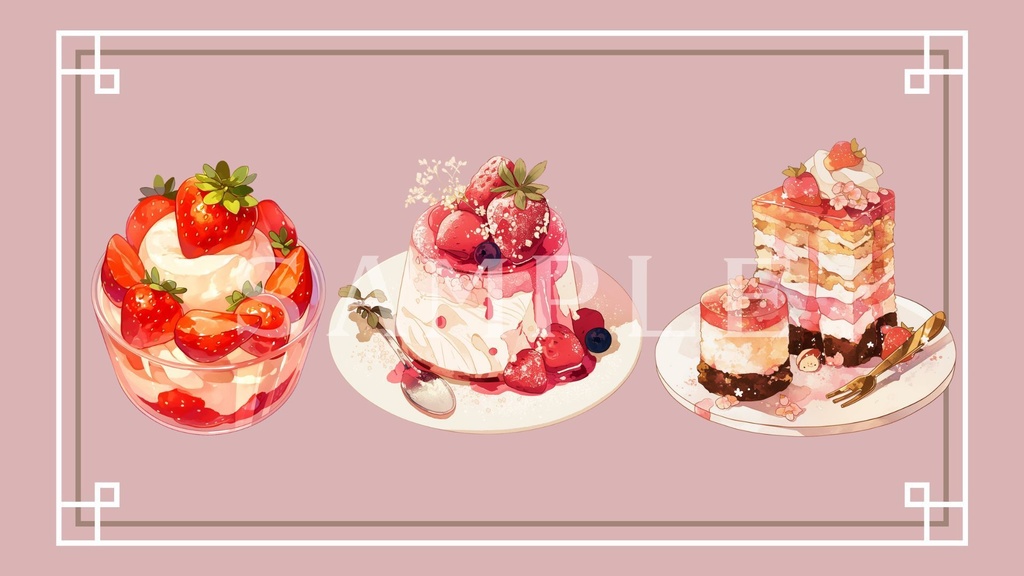 【透過済】いちごケーキセット 01