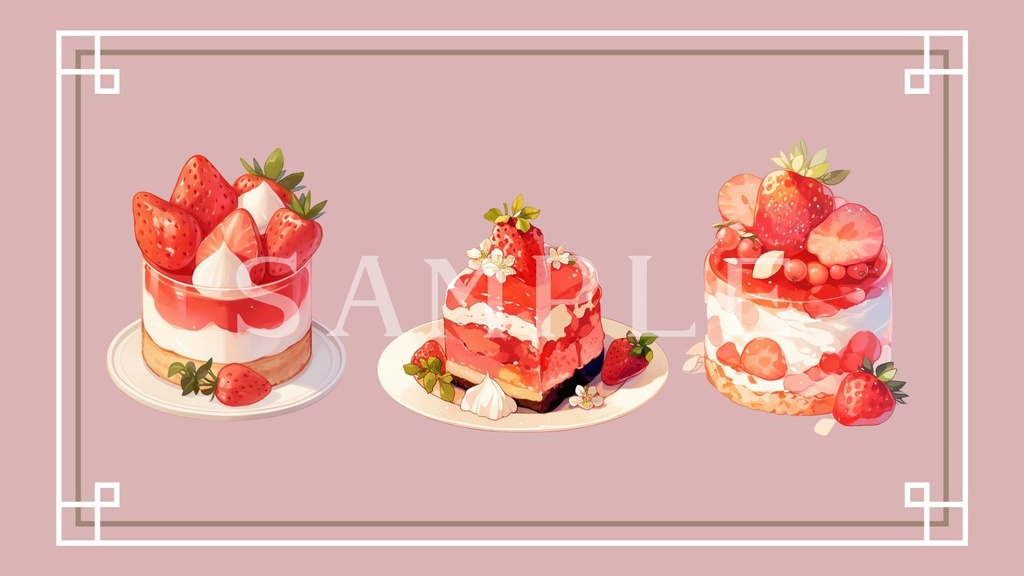 【透過済】いちごケーキセット 01