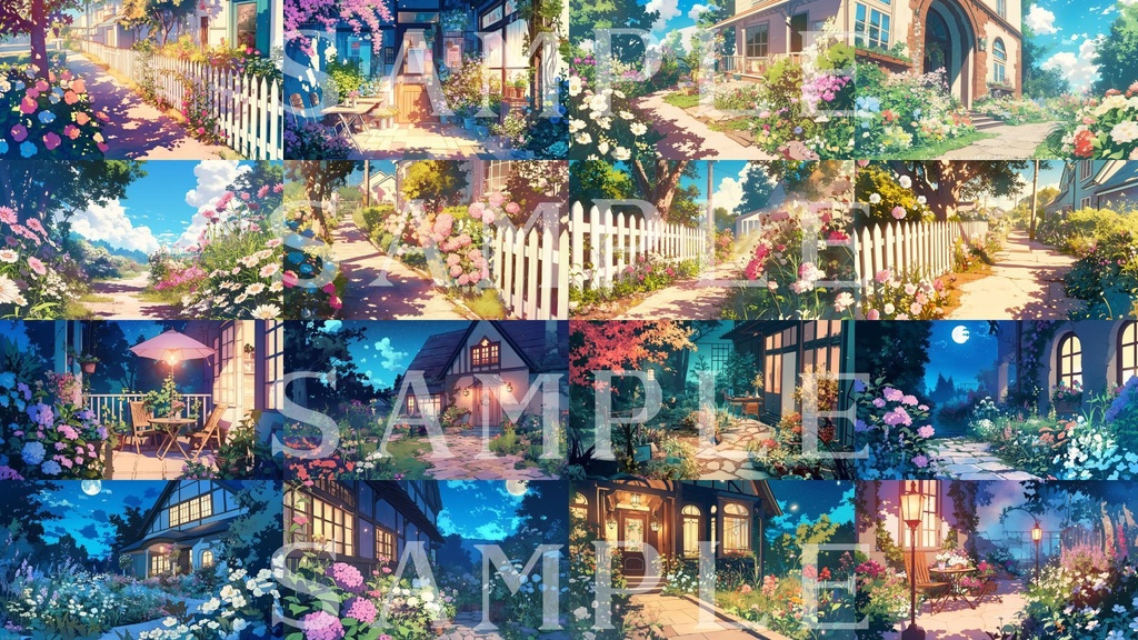 【背景素材】洋館の庭セット 01