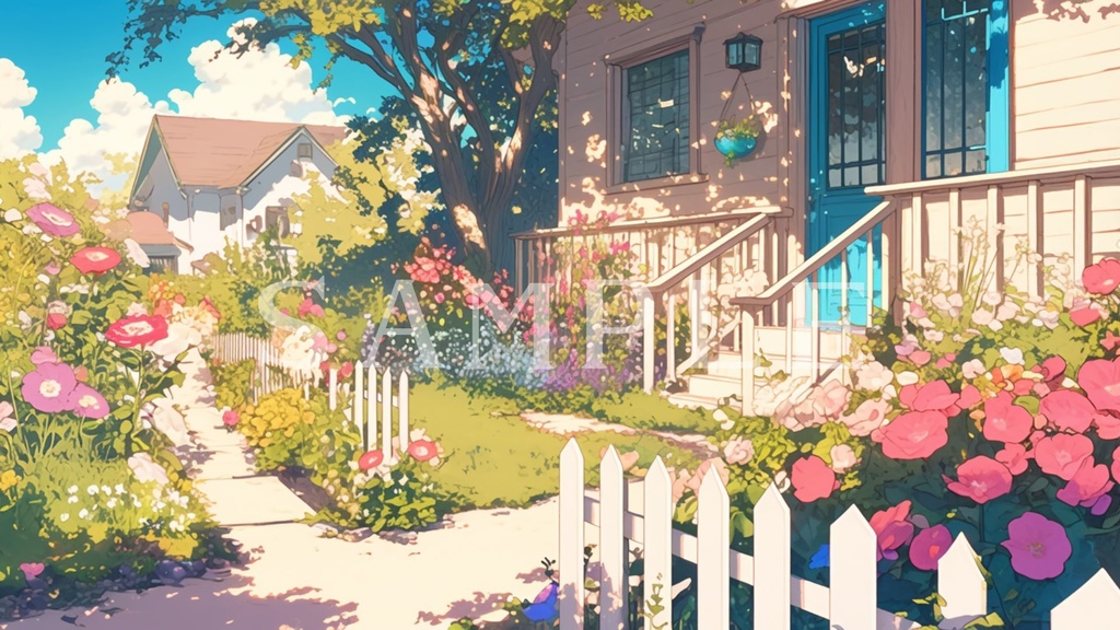 【背景素材】洋館の庭セット 01