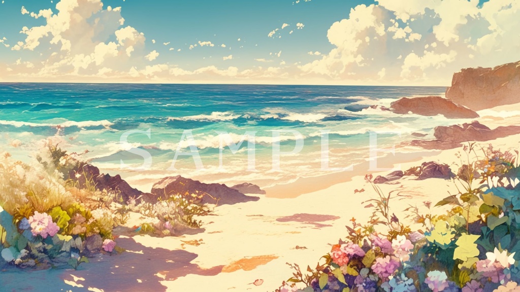 【背景素材】ビーチサイドセット 01