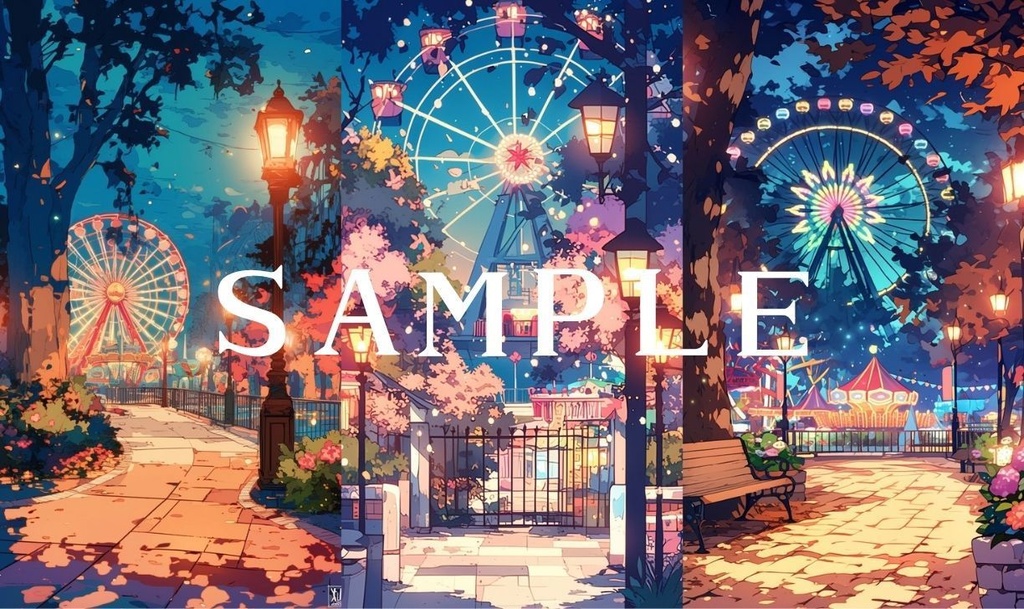 【縦型背景】遊園地セット 01