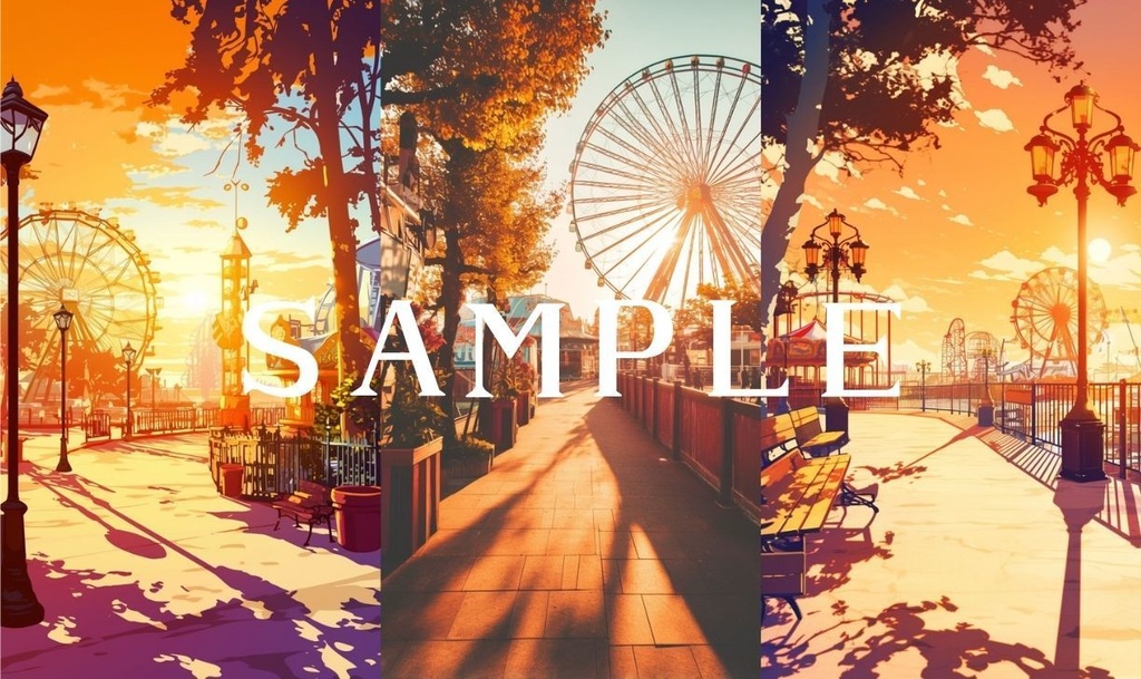 【縦型背景】遊園地セット 01