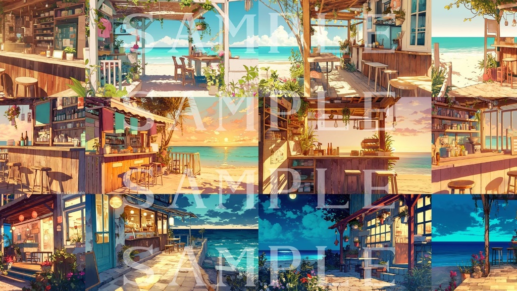 【背景素材】ビーチサイドセット 02