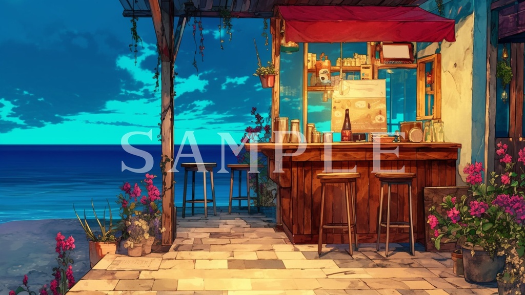 【背景素材】ビーチサイドセット 02