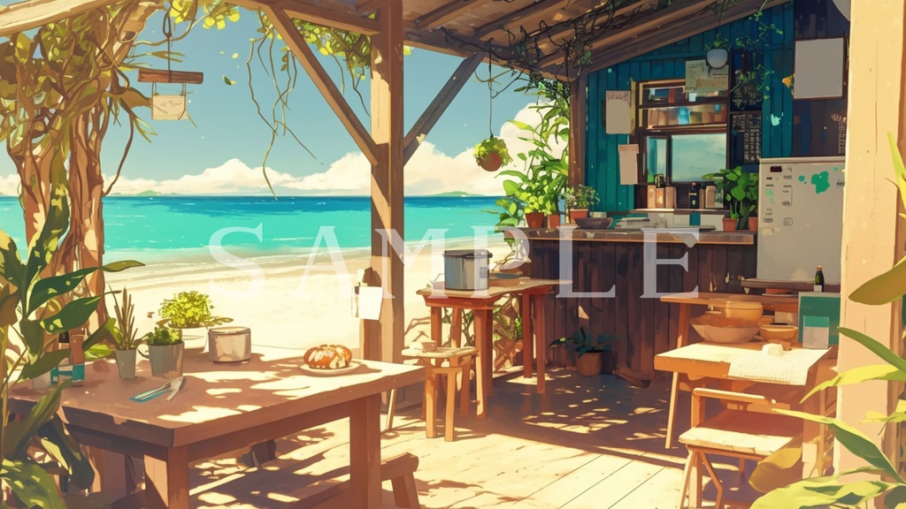 【背景素材】ビーチサイドセット 02