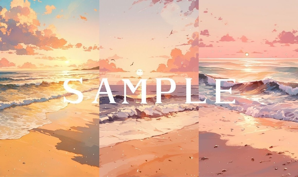 【縦型背景】ビーチサイドセット 01