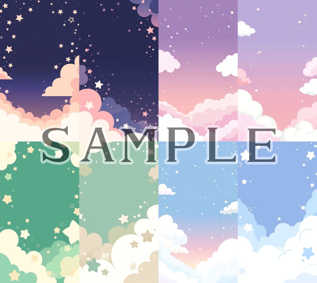 【縦型背景】メルヘン空セット 01
