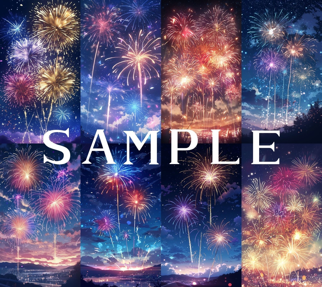 【縦型背景】花火大会セット 01