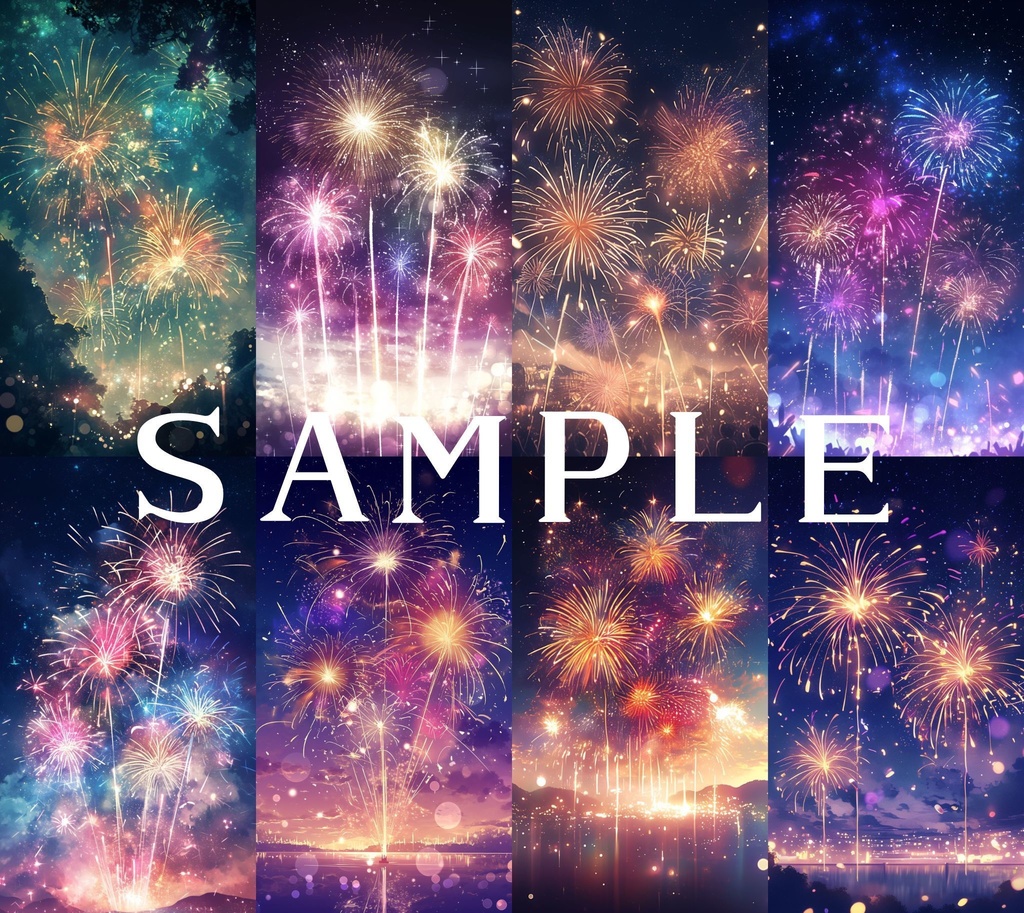 【縦型背景】花火大会セット 01