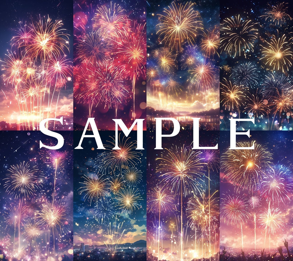 【縦型背景】花火大会セット 01