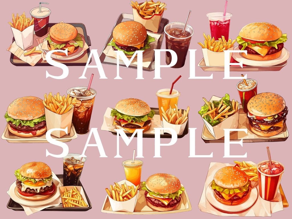 【透過済】ハンバーガーセット 01