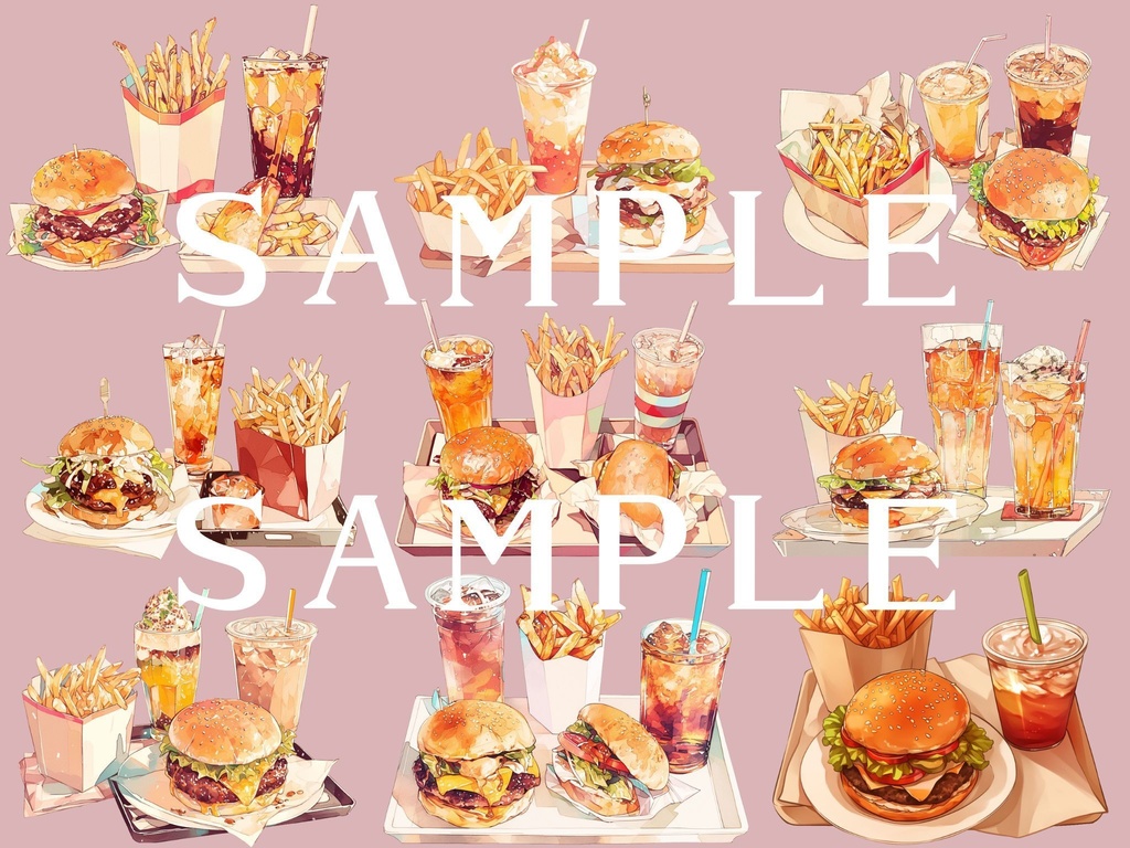 【透過済】ハンバーガーセット 01