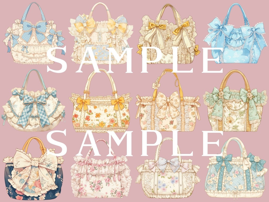 【透過済】ガーリーバッグ(トートバック)セット 01