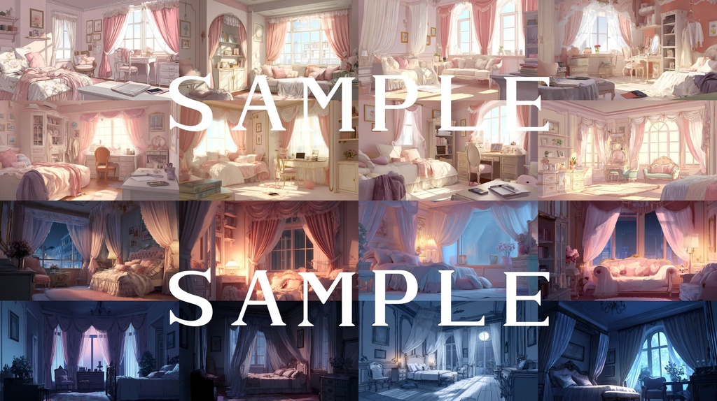 【背景+透過素材】ご令嬢ルームセット 01