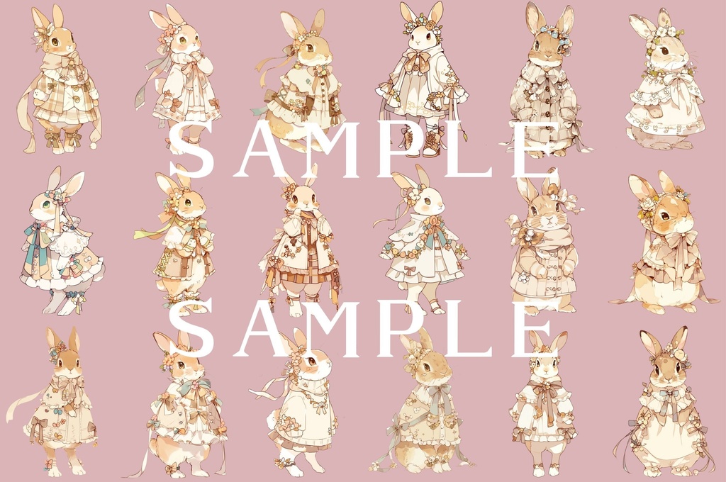 【背景+透過素材】メルヘンうさぎさんセット 01