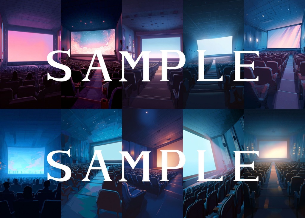 【縦型背景】映画館セット 01