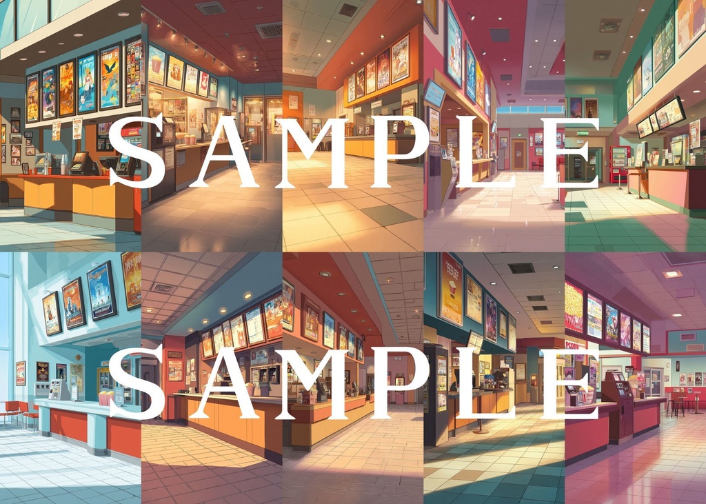 【縦型背景】映画館セット 01