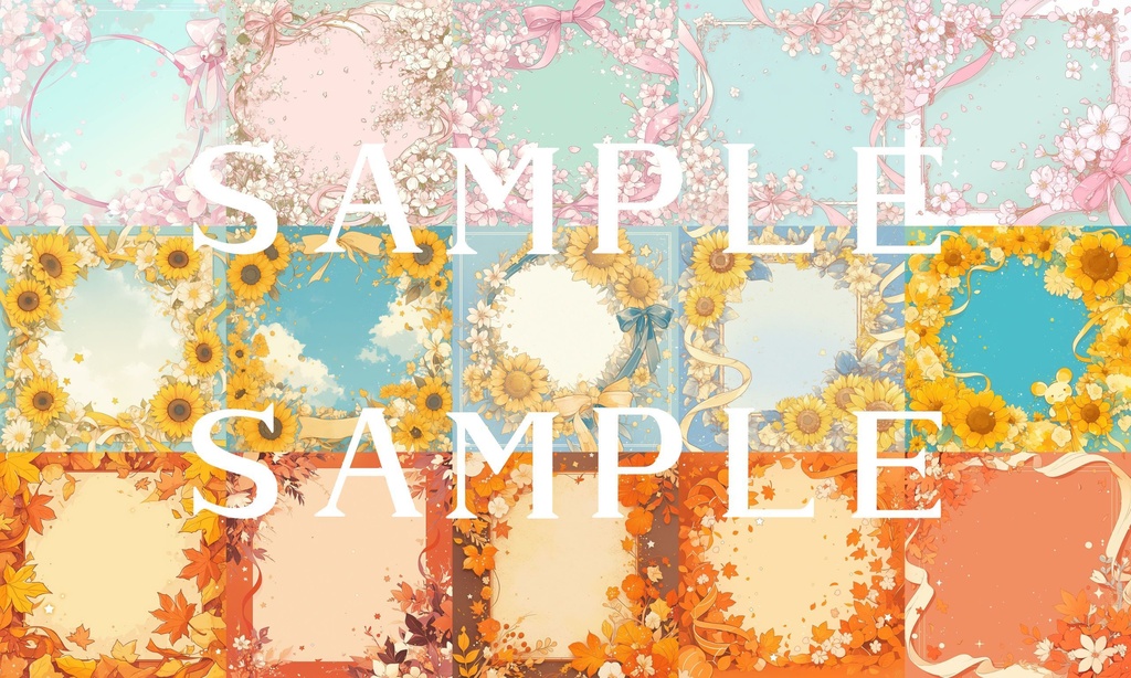 【フレーム素材】お花フレームセット 01