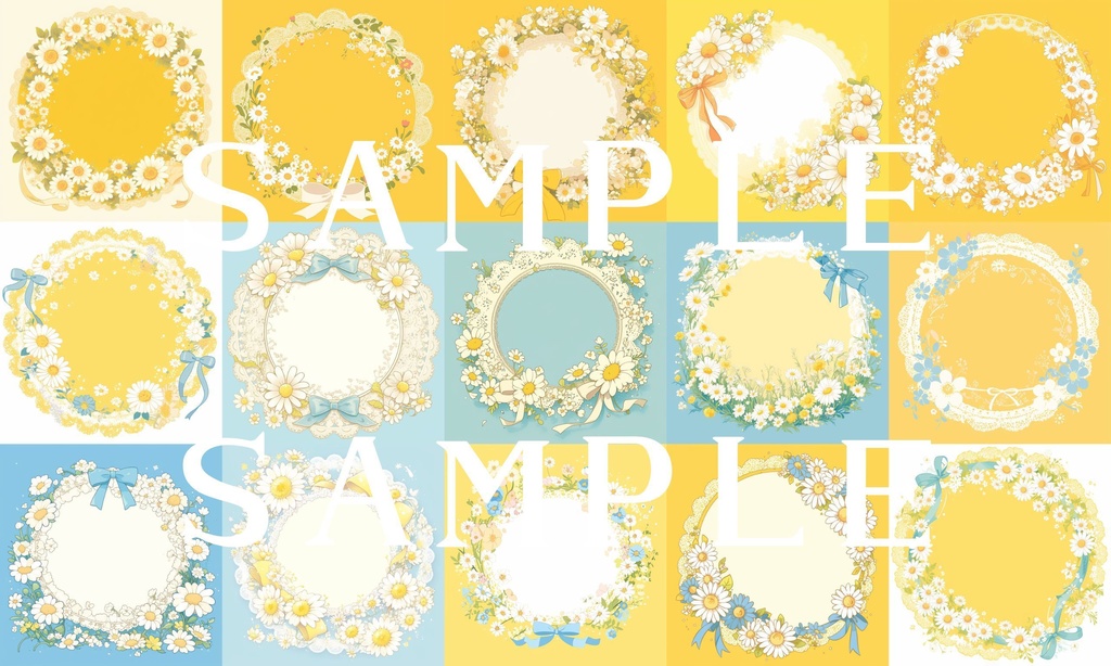 【フレーム素材】お花フレームセット(丸形) 02