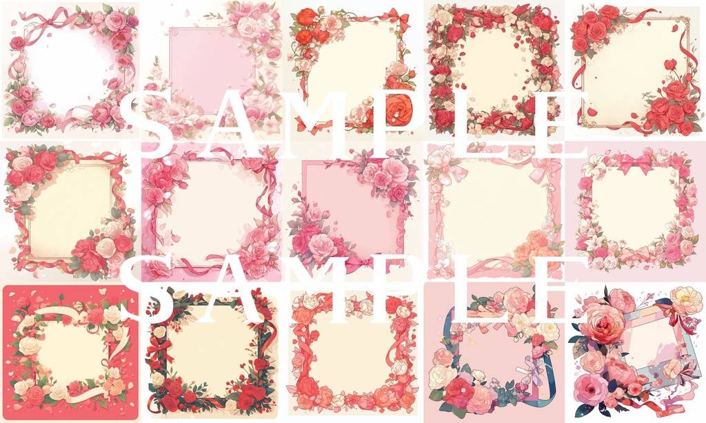 【フレーム素材】お花フレームセット(角形) 03