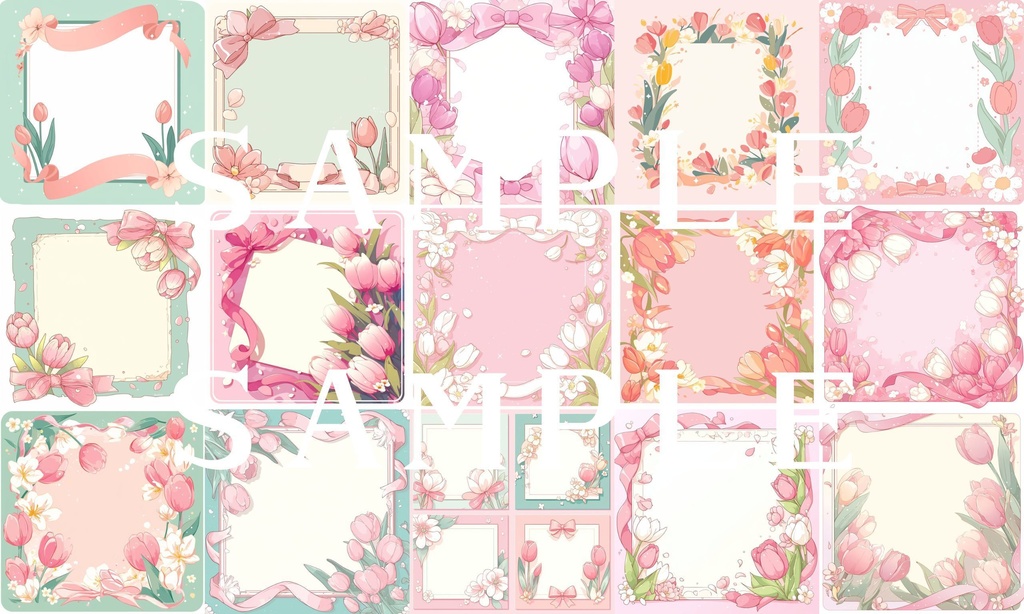 【フレーム素材】お花フレームセット(角形) 03