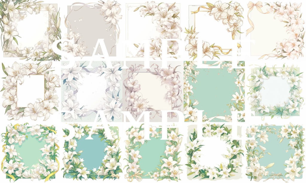 【フレーム素材】お花フレームセット(角形) 03