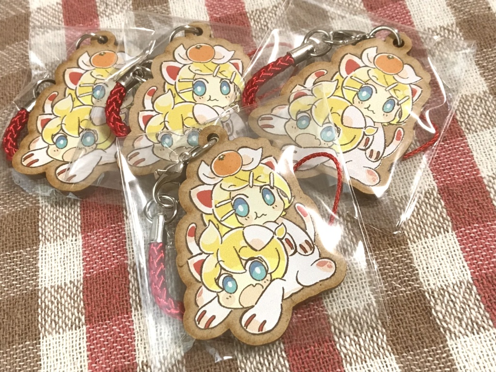 【木製】鏡音ねこもちキーホルダー